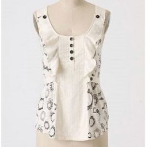 Little Yellow Button Mirror Mirror Top Cream White Black